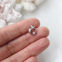 Подвеска Яблоко с фианитом 12*9 мм, родий, П017