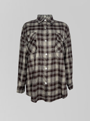 Рубашка Lan Lan 8320 удлиненная в клетку с надписью на спине