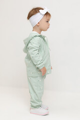 брюки  для девочки  КР 400796/пастельно-зеленый,милые цветочки к543