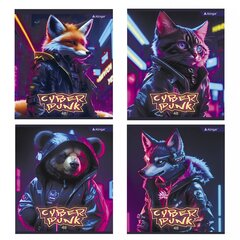 Тетрадь 48л., А5, клетка, Alingar "Cyber punk", скрепка, мелованный картон (стандарт), блок офсет, 4 дизайна в пленке т/у