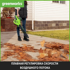 Воздуходувка-пылесос Greenworks GD40BVIIK5 40V (370 км/ч) аккумуляторная, c АКБ 5 А/ч и ЗУ