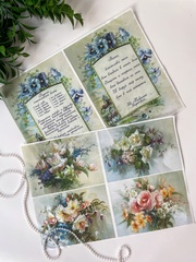 Декупажная карта, размер А4, плотность 45 г\м2, рисунок микс, набор 5 штук.