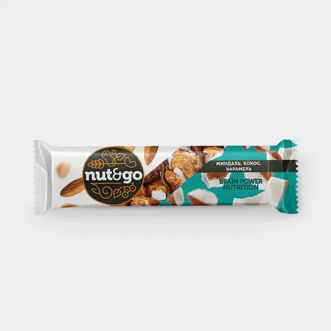 Батончик «Nut&Go» с миндалем, кокосом и карамелью, 36 г