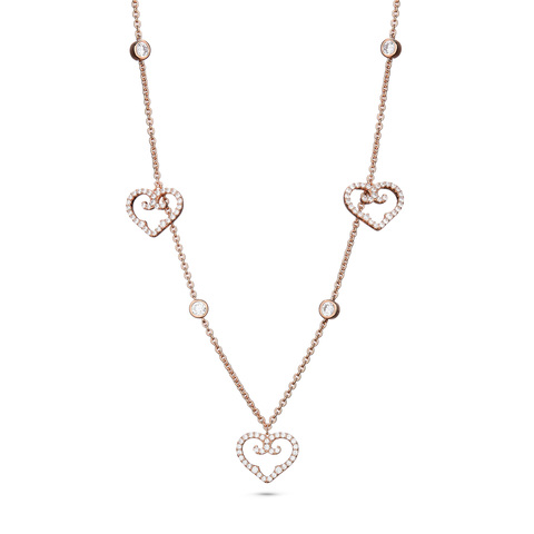 Чокер Три Сердце Розовое Золото