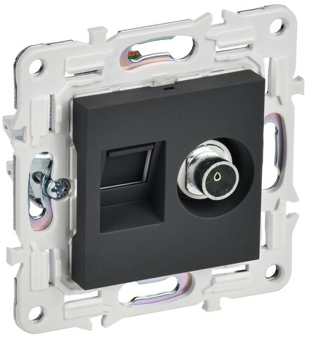 SKANDY Роз. двойная TV+RJ45 кат.5E SK-A14G граф. IEK