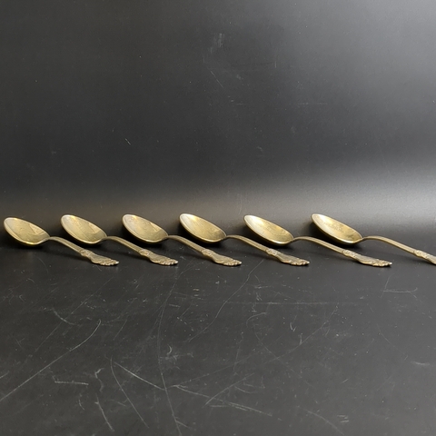 Набор из 6 чайных ложек "Серебряная роза", мНЦ (медь-никель-цинк), Кольчугинский завод цветных металлов, СССР, 1970-1990 гг.