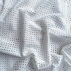 Ткань шитье белое перфорация 2171