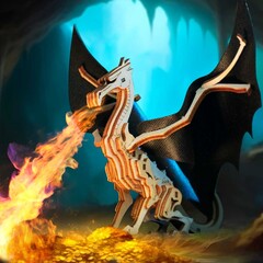 Деревянный конструктор Дракон с черными крыльями (Lemmo)