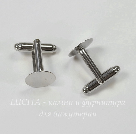 Основа для запонок с площадкой 12 мм (цвет - платина), 18х17 мм, ПАРА