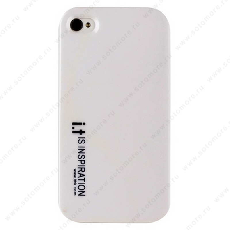Накладка i.t с водонепроницаемым мешком для iPhone 4s/ 4 с маленькими синими буквами белая