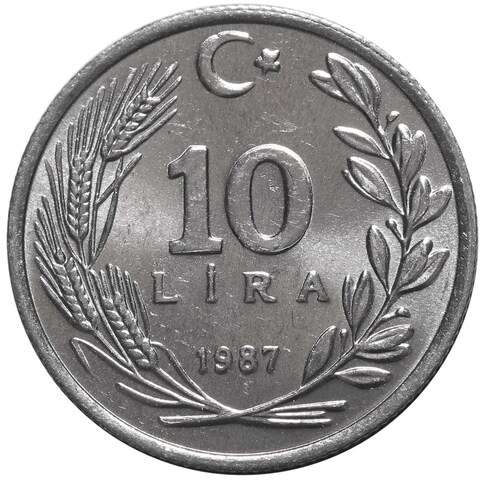 10 лир. Турция. 1987 год. UNC
