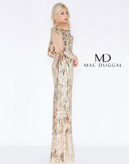 Mac Duggal 4573A Золотое платье в пол с открытой спиной, украшенное пайетками. Застежка: Потайная молния сзади