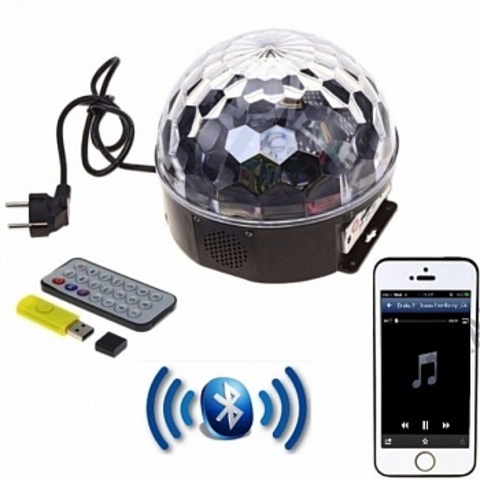 Светодиодный Диско-шар LED RGB Magic Ball Light c Bluetooth с ПДУ и mp3 плеером