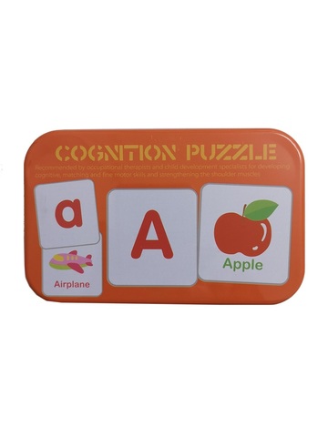 Развивающие и обучающие карточки SHAPES PUZZLE 56 элементов Алфавит-1 Серия Буквы и цифры в жестяной коробке