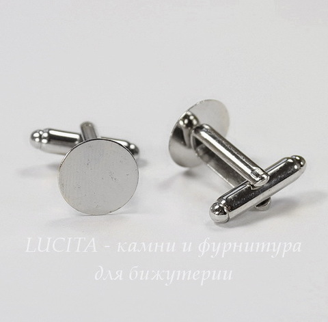 Основа для запонок с площадкой 12 мм (цвет - платина), 18х17 мм, ПАРА