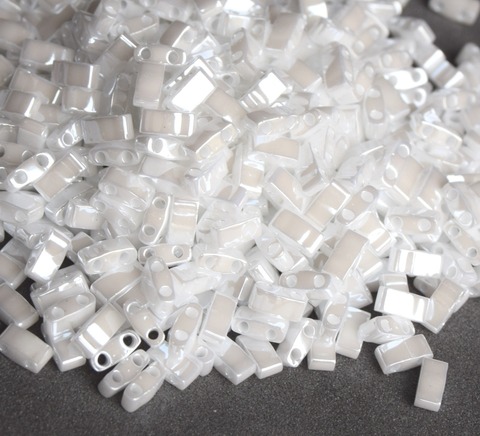 HTL-0420 Бисер Миюки халф тила/Miyuki Half Tila White Pearl Ceylon