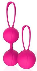 Набор из 2 розовых вагинальных шариков с петельками - 