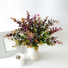 №3 Эвкалипт искусственный, шаровидный, сиреневый, 35 см., набор 2 букета.