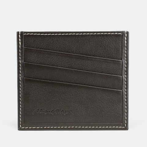 Картхолдер из натуральной кожи теленка, темно-коричневого цвета