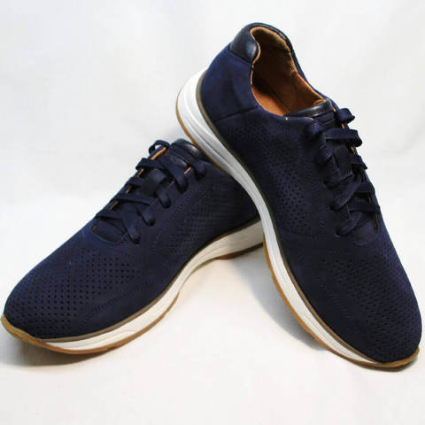 Летние мужские кроссовки натуральная кожа. Сникерсы кроссовки с перфорацией Faber 195-Blue.