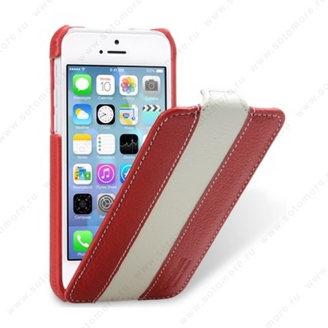 Чехол-флип Melkco для iPhone SE/ 5s/ 5C/ 5 Leather Case Jacka Type Limited Edition (Red/ White LC)