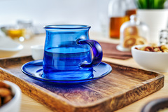 Чайная пара синего цвета, 200 мл