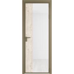 Алюминиевая дверь 7AG шампань остеклённая со вставкой