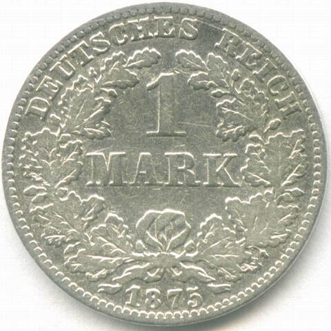 1 марка 1875 (C). Германия. Серебро F-VF