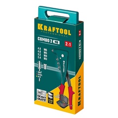 KRAFTOOL Combo2-M6, 2 вида заклёпок, комбинированный литой заклепочник в кейсе (31180)