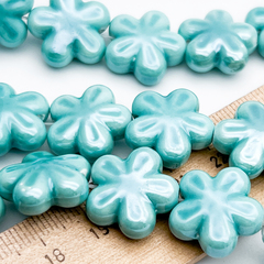 Бусина Цветок, керамика, цвет бирюзовый, размер 18*17 мм, цена за 1 шт