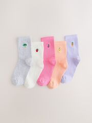 Носки хлопковые для девочки Next AR8-934, 5 штук, Розовый, Белый, Голубой