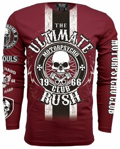 Rush Couture | Футболка лонгслив мужская MOTORPSYCHO CLUB LONG SLEEVE Vintage Burgundy RC244 перед