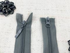 Молния спираль Т5, L 80 см, 2 бегунка, серый