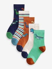 Носки для мальчика Next B24-187, 5 шт., Темно-синий, Зеленый, Коричневый