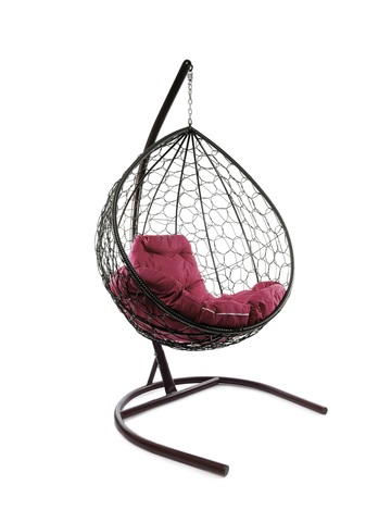 подвесное кресло-кокон КАПЛЯ (с ротангом) КОРИЧНЕВЫЙ КАРКАС