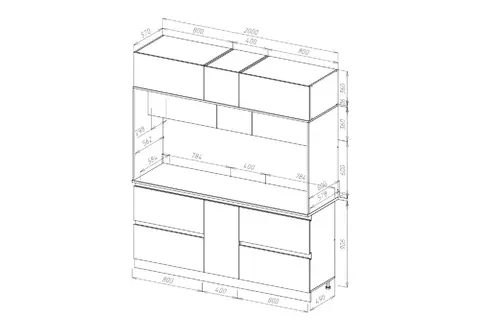 ЛДСП Кухня Карина Центральная секция 2000 (Сонома, Белый глянцевый)
