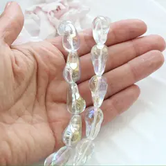 Бусины стеклянные, прозрачный спокрытием, фриформ 22*13 мм, 1 бусина, МК041