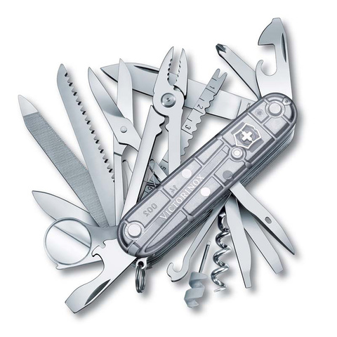 Нож Victorinox SwissChamp, 91 мм, 31 функция, полупрозрачный серебристый