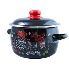 Кастрюля сталь, эмал, 4 л, с крыш, крышка сталь, Appetite, Gazpacho, 1RC201M, индукц