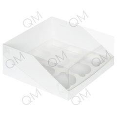 Коробка под капкейки с пластиковой крышкой 235*235*100 мм (9) (белая), 50шт