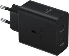 Зарядное устройство SAMSUNG Сетевая зарядка + кабель 50W 2xUSB-C Черный