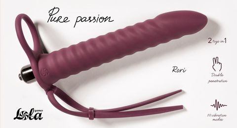 Бордовая вибронасадка для двойного проникновения Rori - 17 см. - Lola Games Pure Passion 1205-02lola