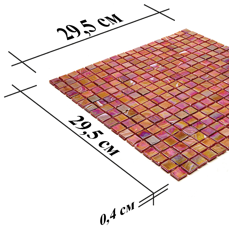 NB908-m Мозаика одноцветная чип 15 стекло Alma Mono Color красный квадрат глянцевый перламутр
