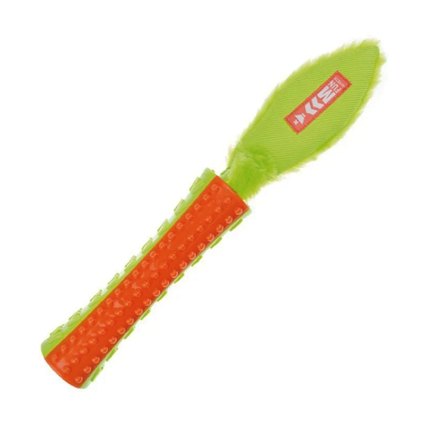 Игрушка палка-пищалка с хвостом M-PETSON/OFF FUNSTY для собак , цвет оранжевый с зеленым