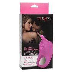 Ярко-розовое эрекционное виброкольцо Silicone Rechargeable Teasing Enhancer - 