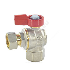 Кран шаровой латунь никель угловой R781 Ду 20 Ру16 ВР/нак. гайка полнопроходной флажок Giacomini R781PX014