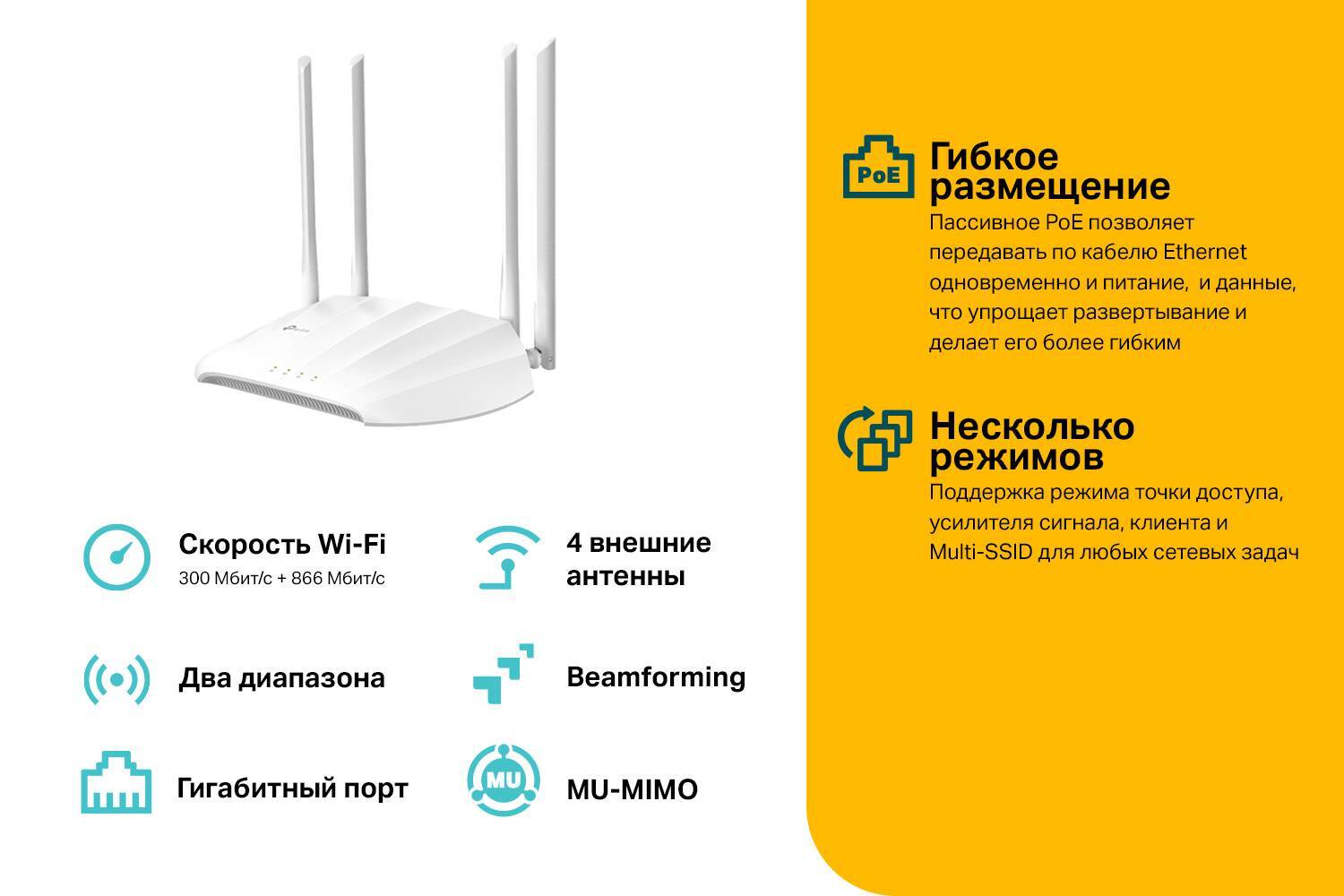 TP-Link TL-WA1201 - AC1200 Беспроводная точка доступа – купить по низкой  цене в Инк-Маркет.ру с доставкой