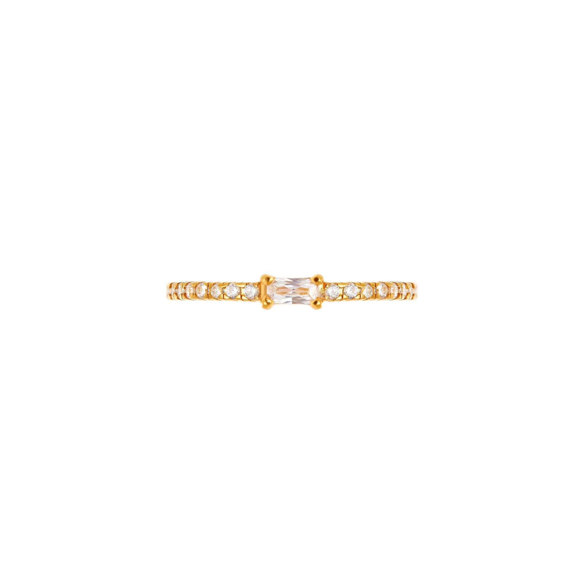 VIVA LA VIKA Кольцо Gold Thin Baguette Ring – Crystal
