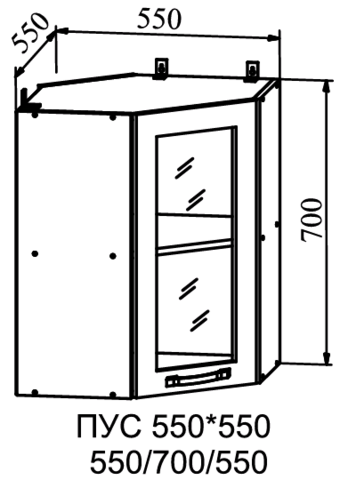 Кухня Гарда шкаф верхний угловой стекло  550