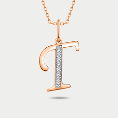 Подвеска-буква "Г"  из розового золота 585 пробы с фианитами для женщин (арт. 5726 "Г")